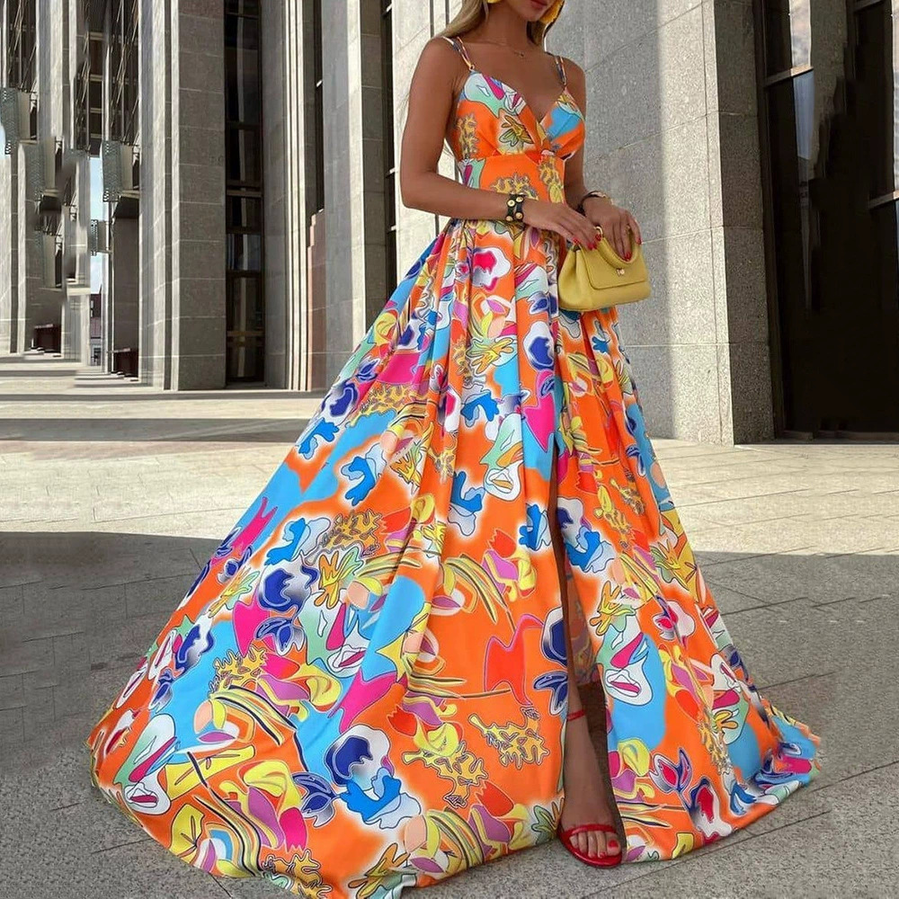 ZARA New Summer Chiffon Floral Print Bohemian Vacation Dress